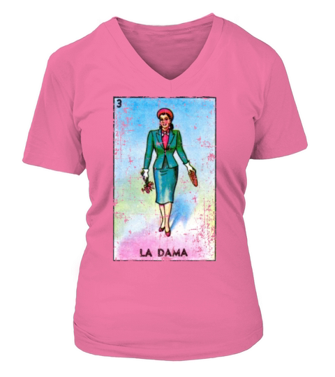 La Dama Mexican Loteria Bingo Card V-neck T-Shirt Woman