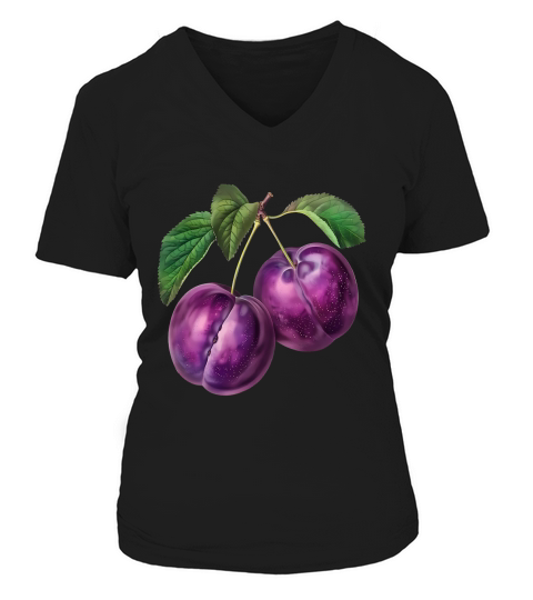 Plums Natures Perfect Snack Vintage V-neck T-Shirt Woman