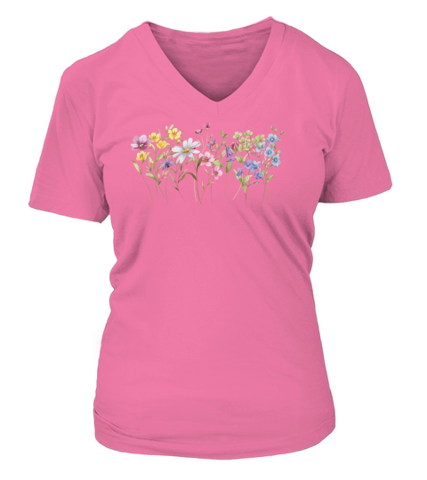 Tshirt design with flowers V-neck T-Shirt Woman
