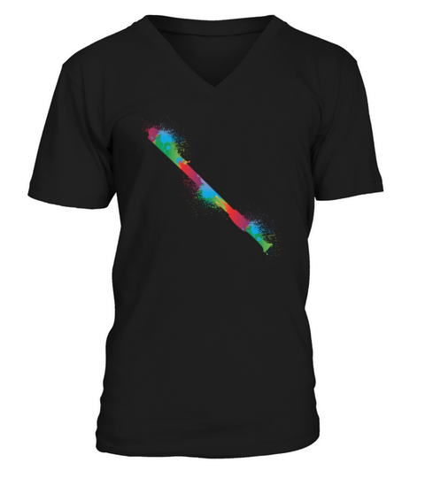 Colorful Flute Retro Music Lover Flutist V-Neck T-shirt
