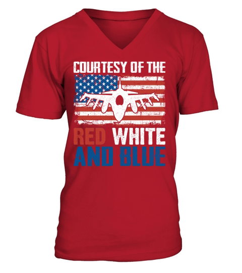 Courtesy Of The Red White And Blue V-Neck T-shirt