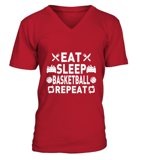 EAT SLEEP BASKETBALL REPEAT V-Neck T-shirt