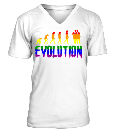 evolution gay pride V-Neck T-shirt