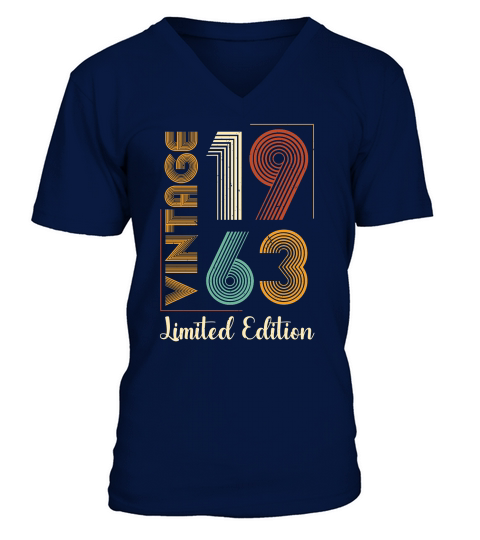 Vintage 1963 Limited Edition 60th Birthday T Shirt Design (1) V-Neck T-shirt