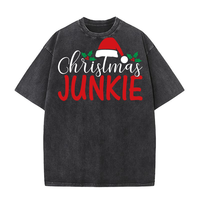 Christmas Junkie 1 Washed T-Shirt