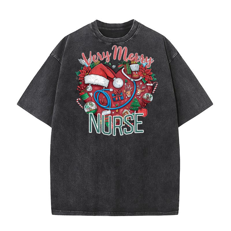 Christmas Nurse Sublimation Bundle 09 Washed T-Shirt