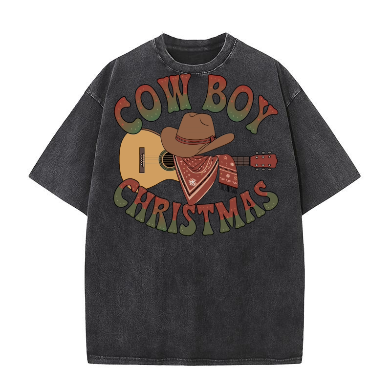 Cow Boy Christmas2 Washed T-Shirt