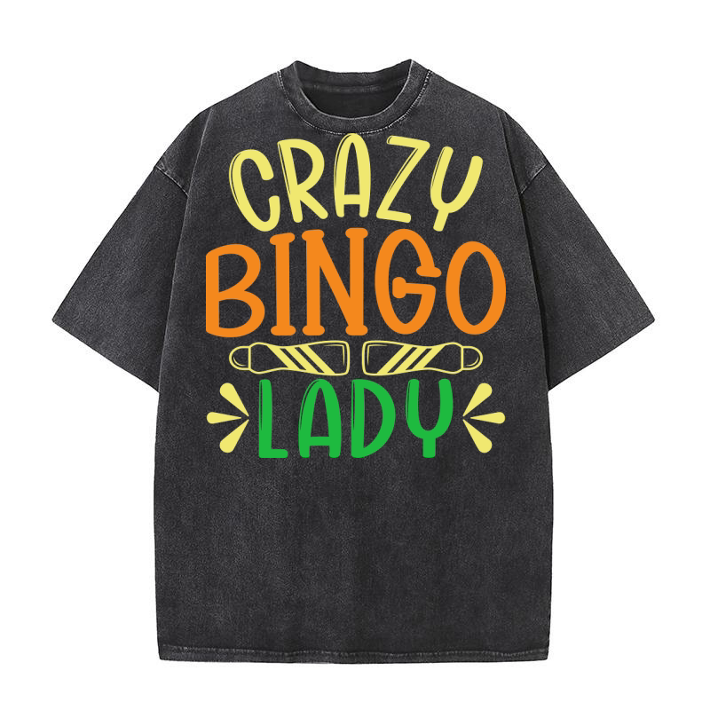 Crazy Bingo Lady 02 Washed T-Shirt