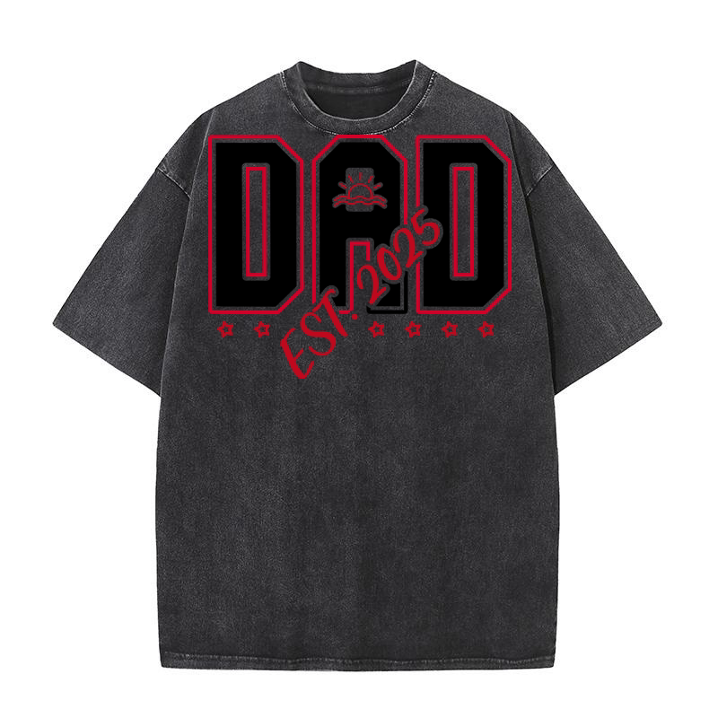 Dad Est 2025 4 Washed T-Shirt