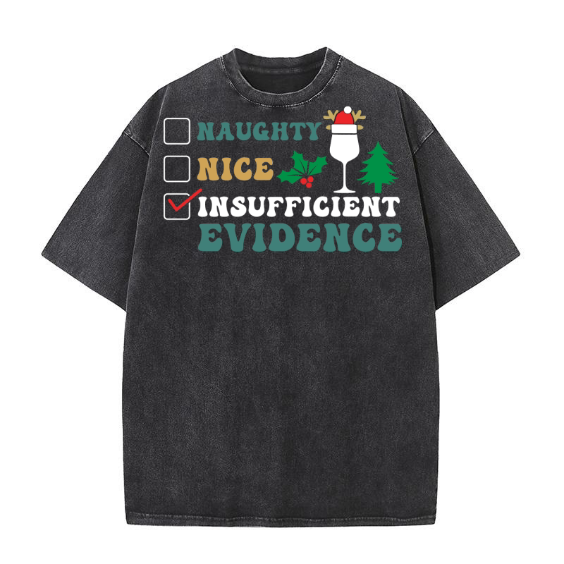 NAUGHTY NICE INSUFFICIENT EVIDENCE FUNNY Washed T-Shirt