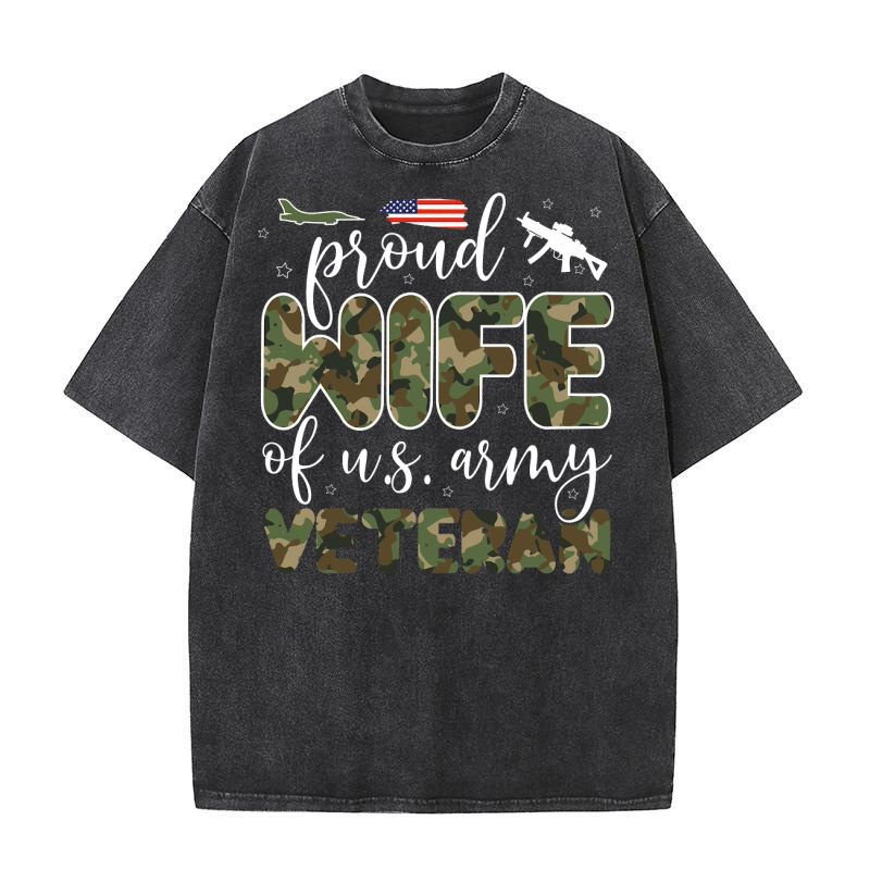 Proud wife of us army Veteran Washed T-Shirt