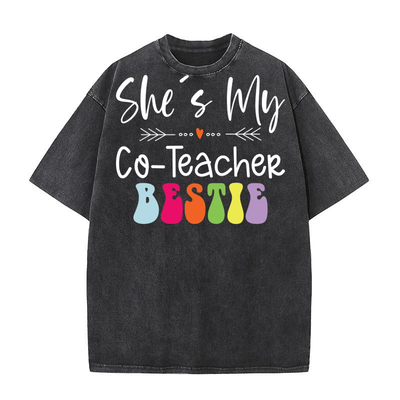 Shes My Co Teacher bestie Washed T-Shirt