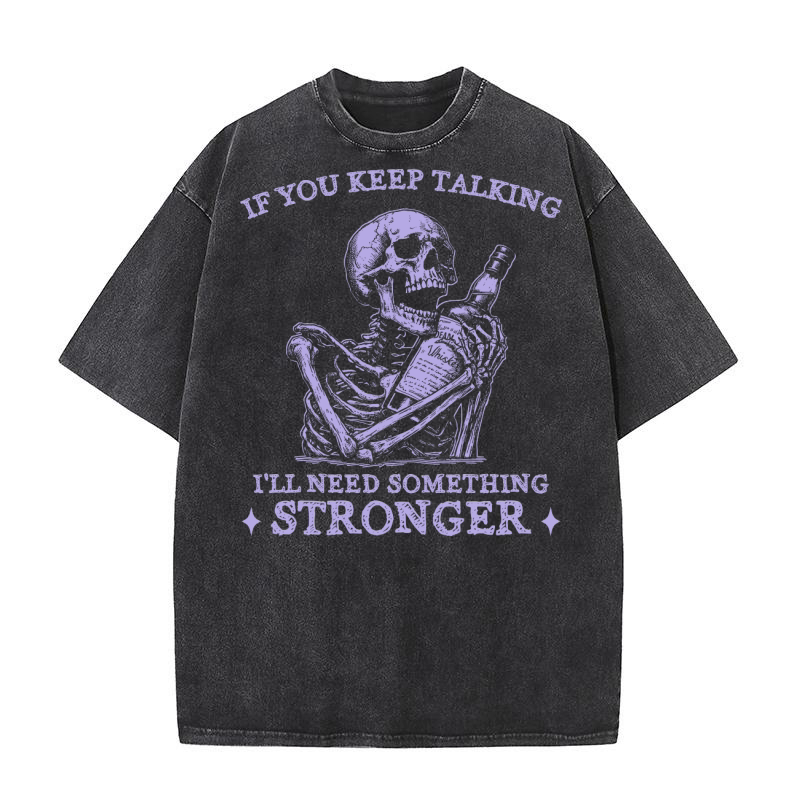 Skeleton Whiskey Halloween D Violet Washed T-Shirt