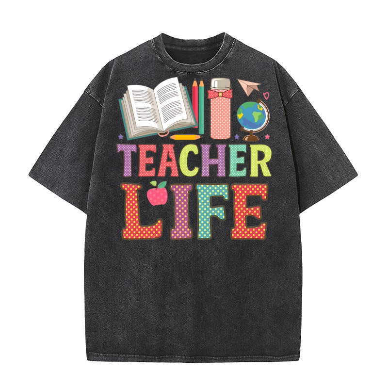 Teacher Life Back To School Washed T-Shirt