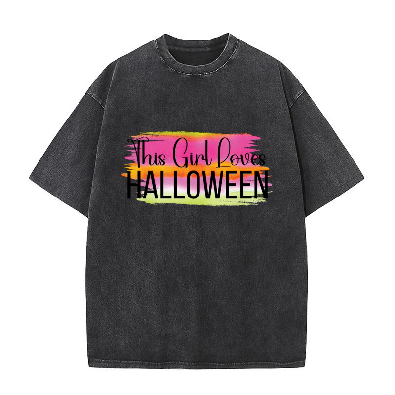 This girl loves halloween Washed T-Shirt
