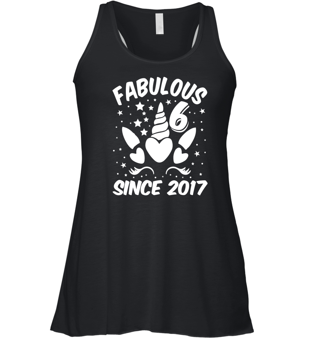 Fabulous 6 Since 2017 Unicorn Birthday T Shirt Design (2) Women's Flowy Tank Top