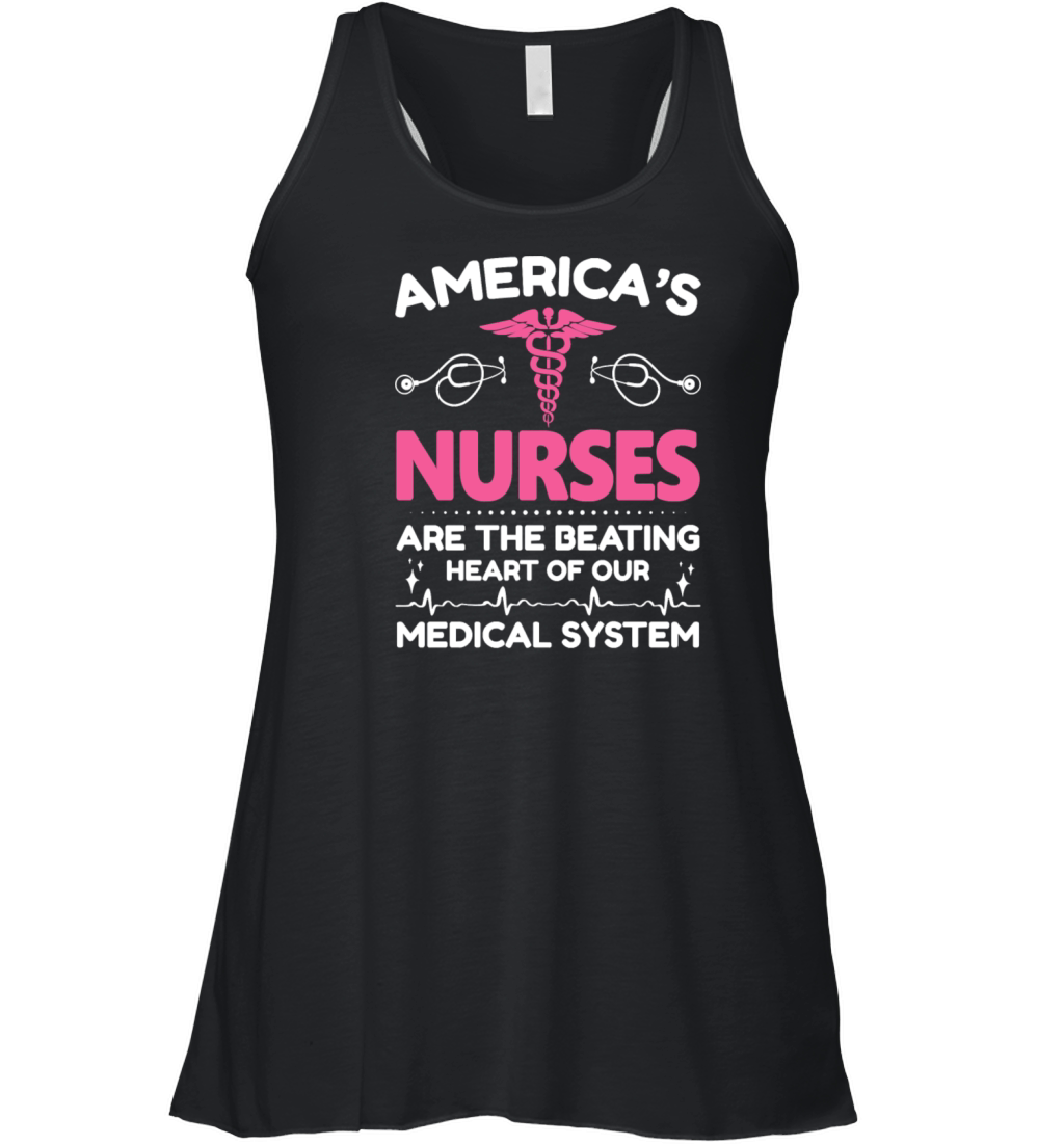Nurse Americas Nurses Are the Beating Heart 52 Nur Women's Flowy Tank Top