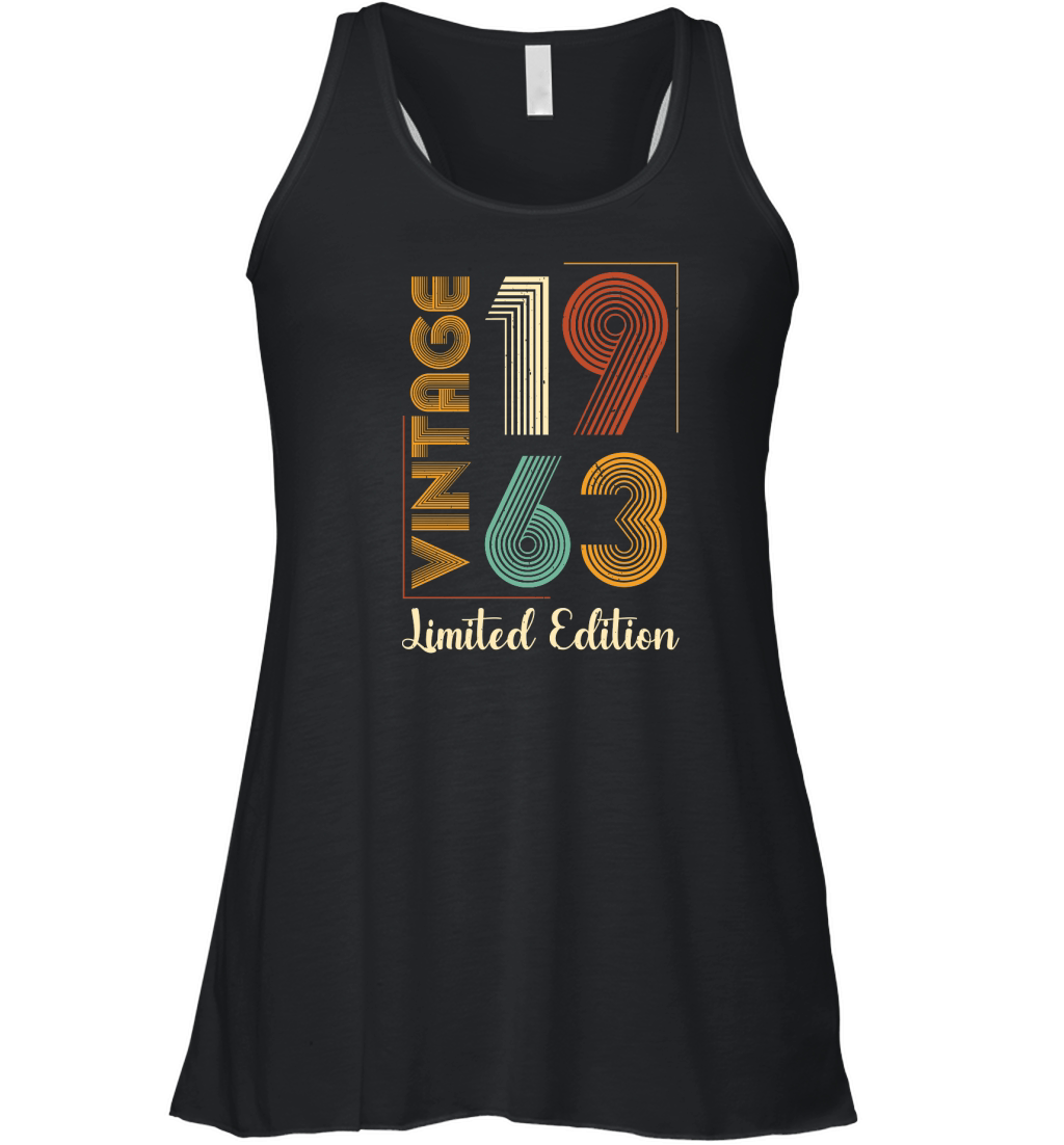 Vintage 1963 Limited Edition 60th Birthday T Shirt Design (1) Women's Flowy Tank Top