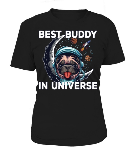 Outer Space Astronaut Pug Retro Design Women's T-Shirt