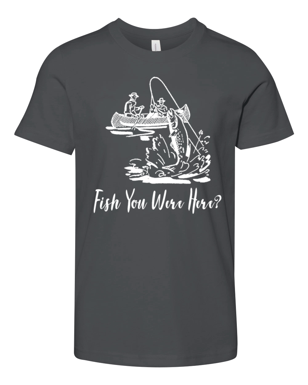Fish You Were Here Vintage Fishing Kayak Youth Unisex Jersey Tee