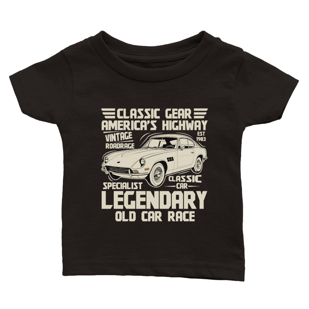 Classic Gear Americas Highway vintage roadrace car Classic Baby Crewneck T-shirt