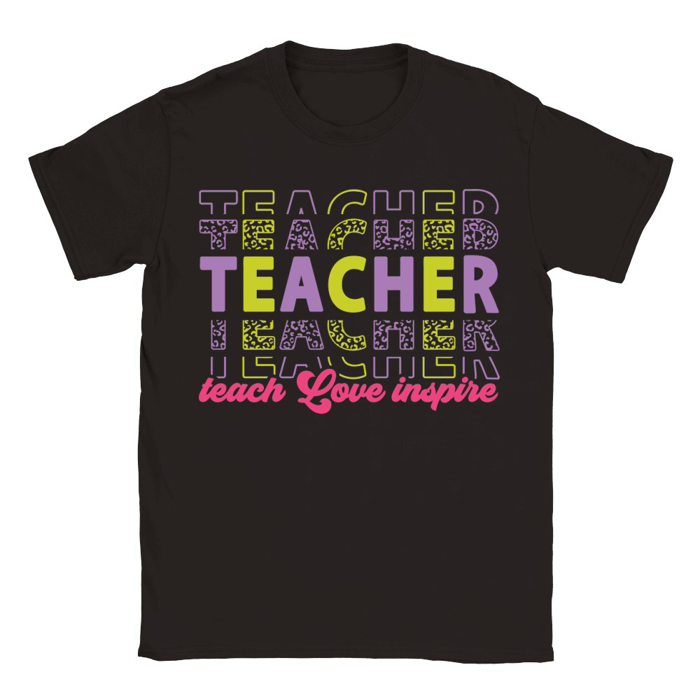teacher teach love inspire color Classic Kids Crewneck T-shirt