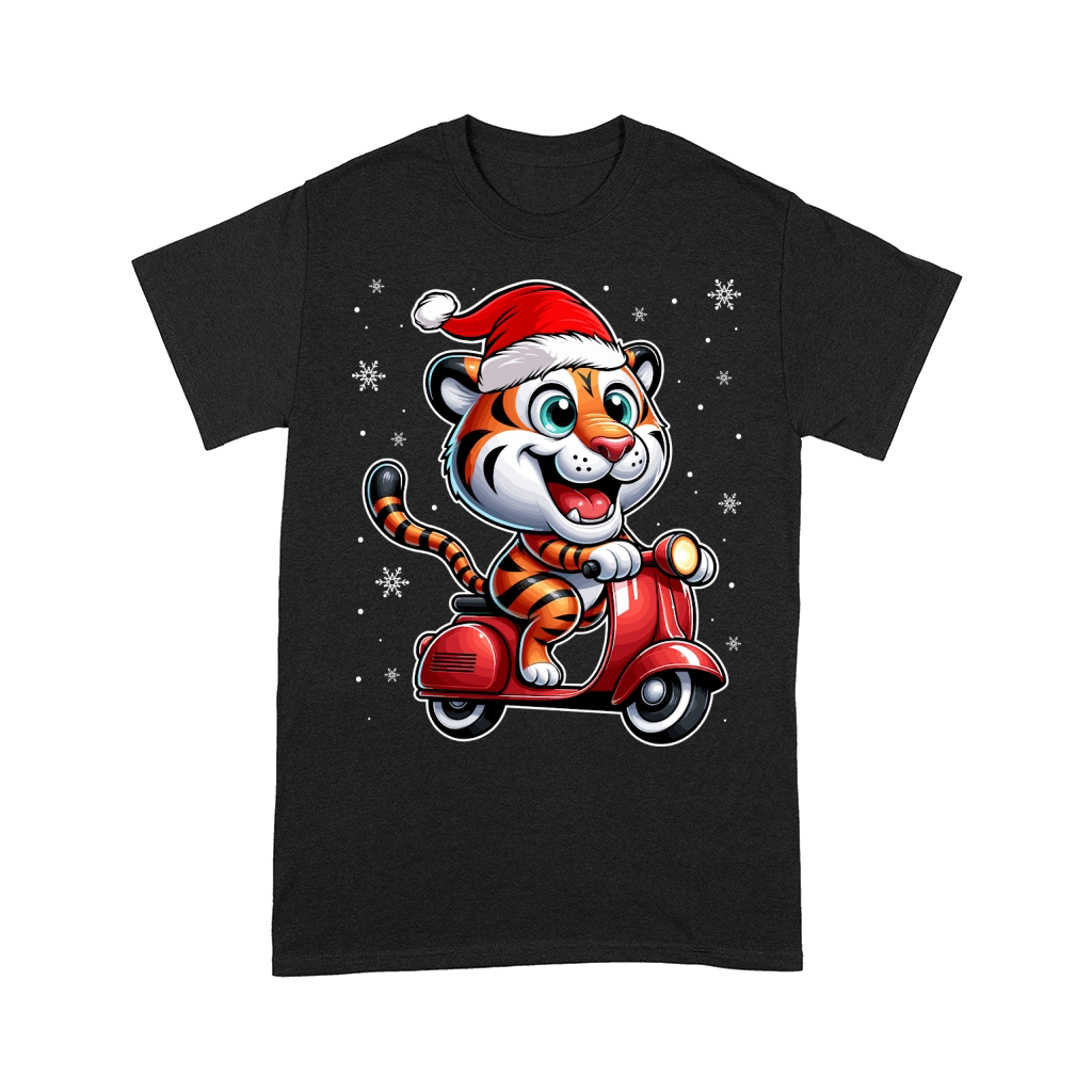 adorable tiger Riding Scooter wearing santa hat 1 Comfort T-shirt