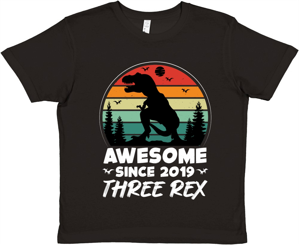 Awesome Since 2019 Three Rex  (2) Premium Kids Crewneck T-shirt