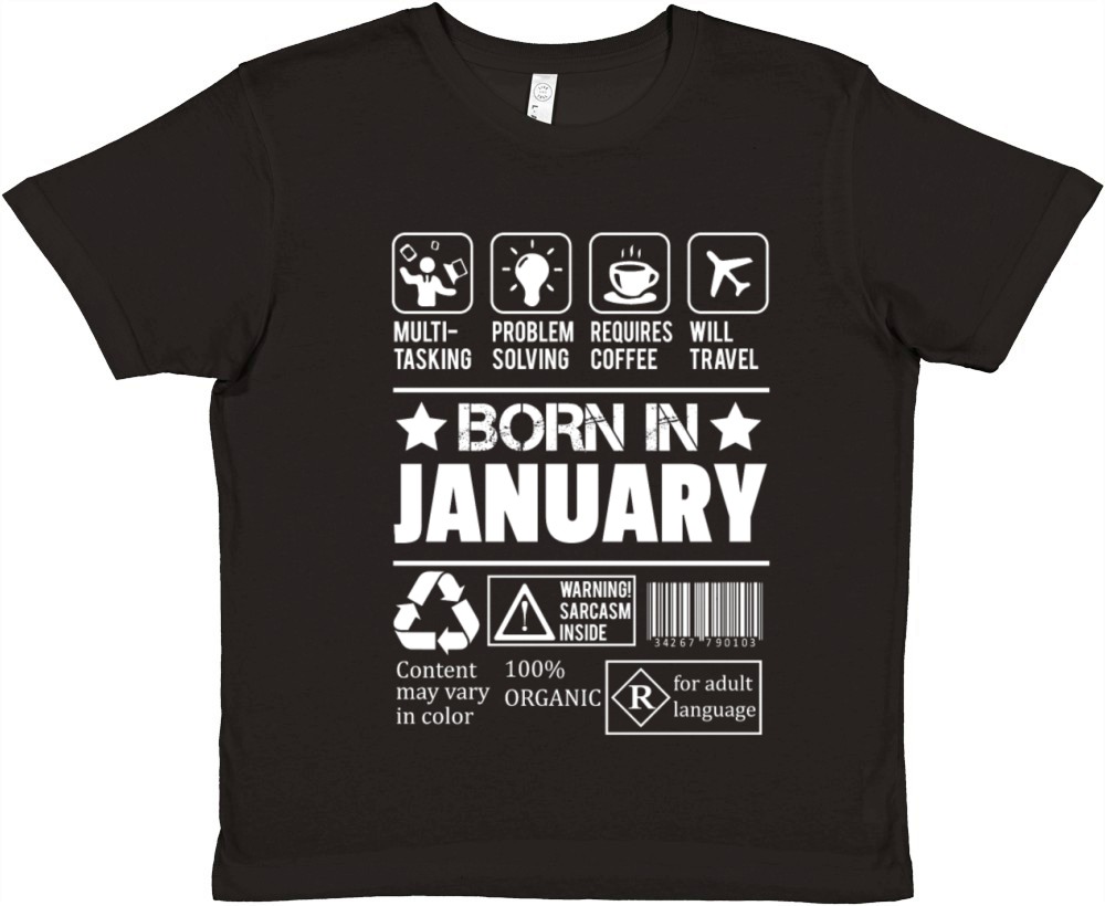 Born In January Premium Kids Crewneck T-shirt