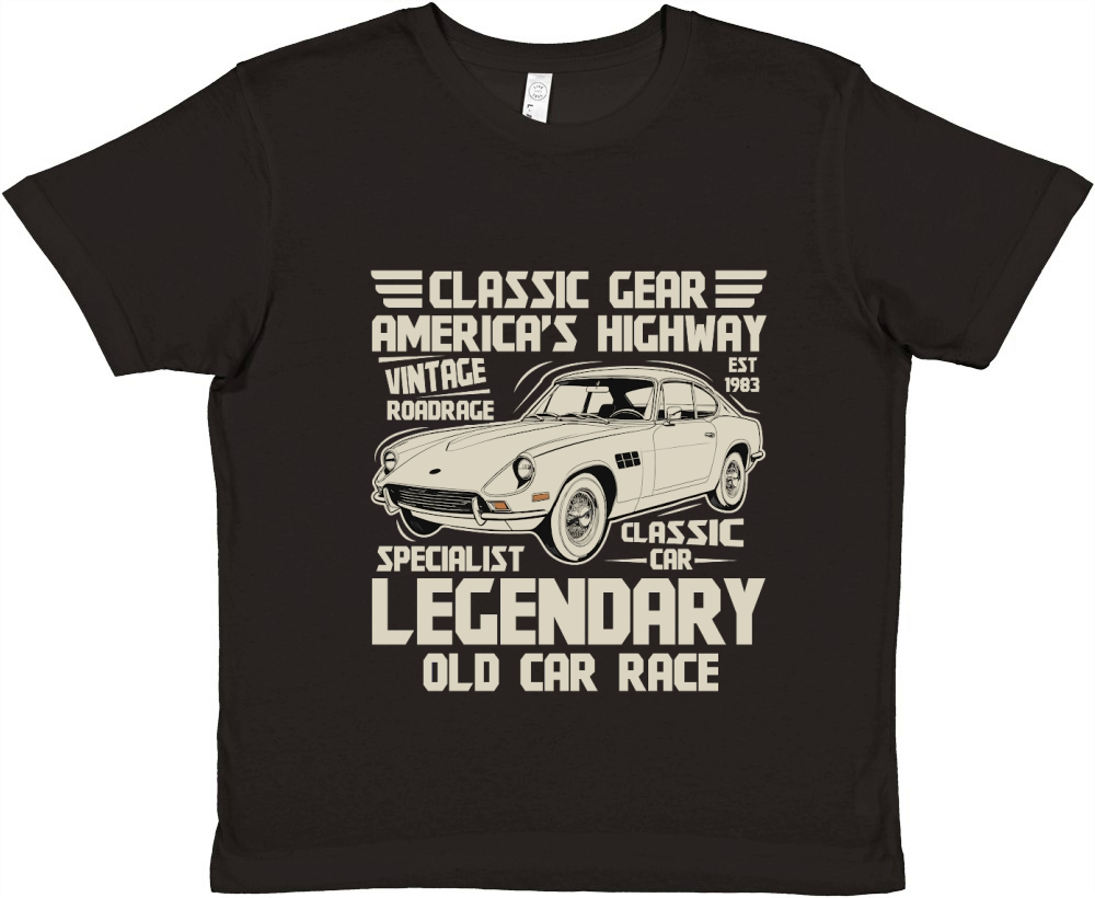Classic Gear Americas Highway vintage roadrace car Premium Kids Crewneck T-shirt
