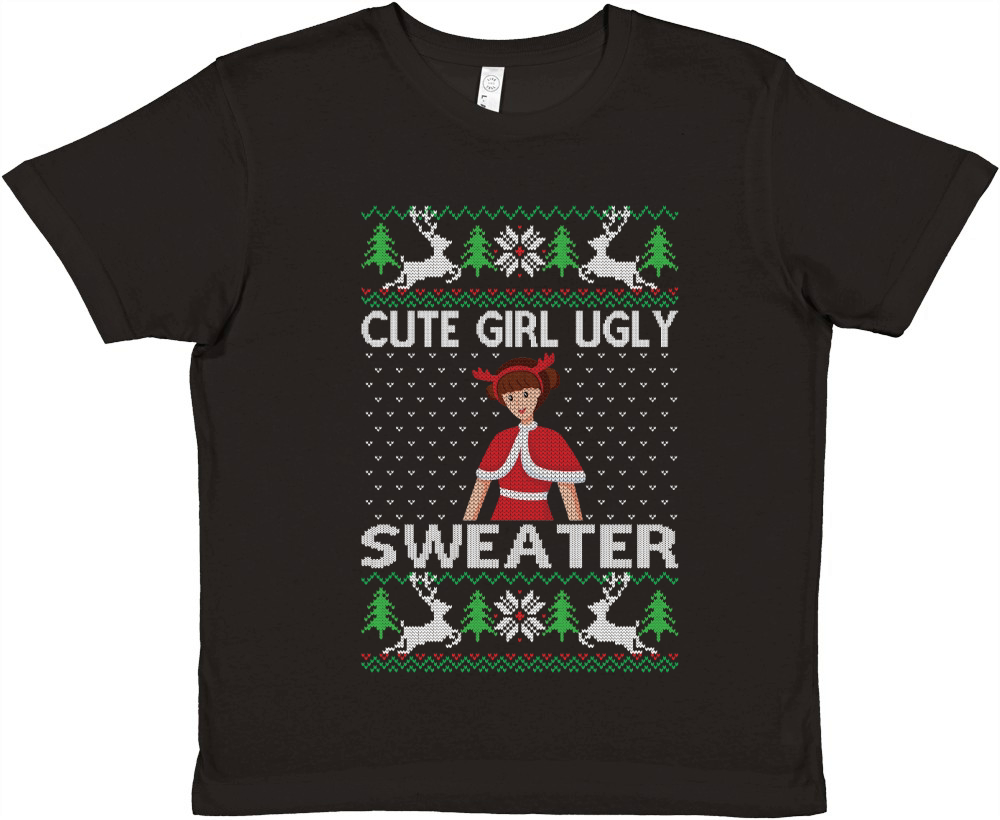 Cute girl ugly Christmas Premium Kids Crewneck T-shirt