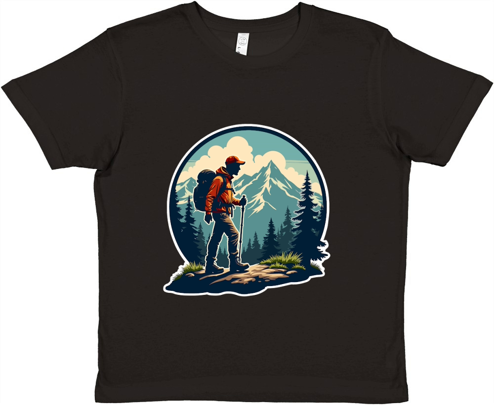 Mountain explorer hiking adventure Illus 12 Premium Kids Crewneck T-shirt