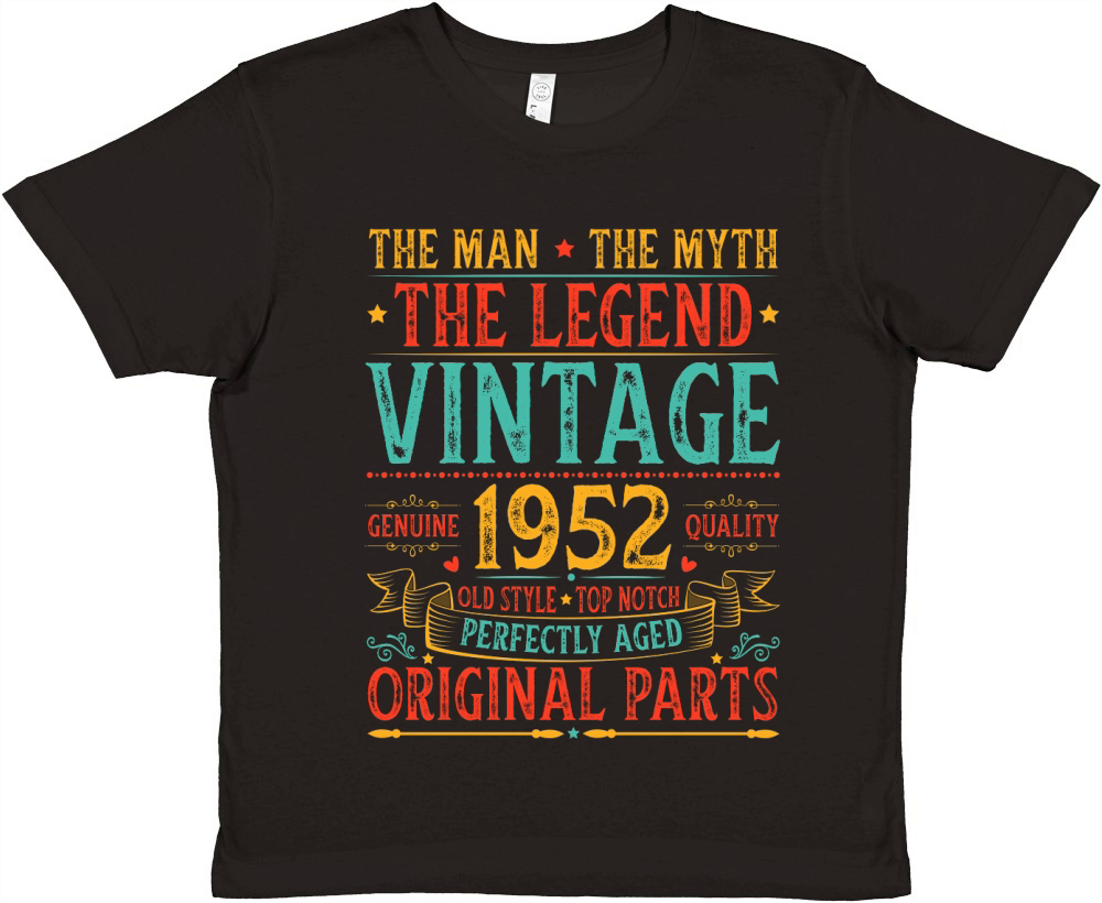 The Man The Myth The Legend Vintage 1952 70th Birthday Birthday T Shirt Design (1) Premium Kids Crewneck T-shirt