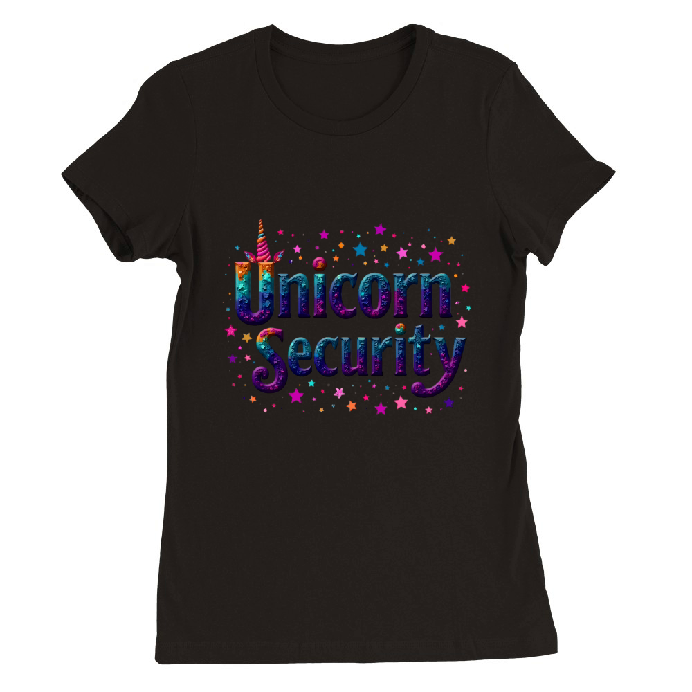 Cute Colorful Unicorn Security Premium Womens Crewneck T-shirt