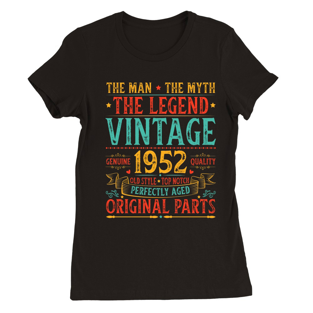 The Man The Myth The Legend Vintage 1952 70th Birthday Birthday T Shirt Design (1) Premium Womens Crewneck T-shirt