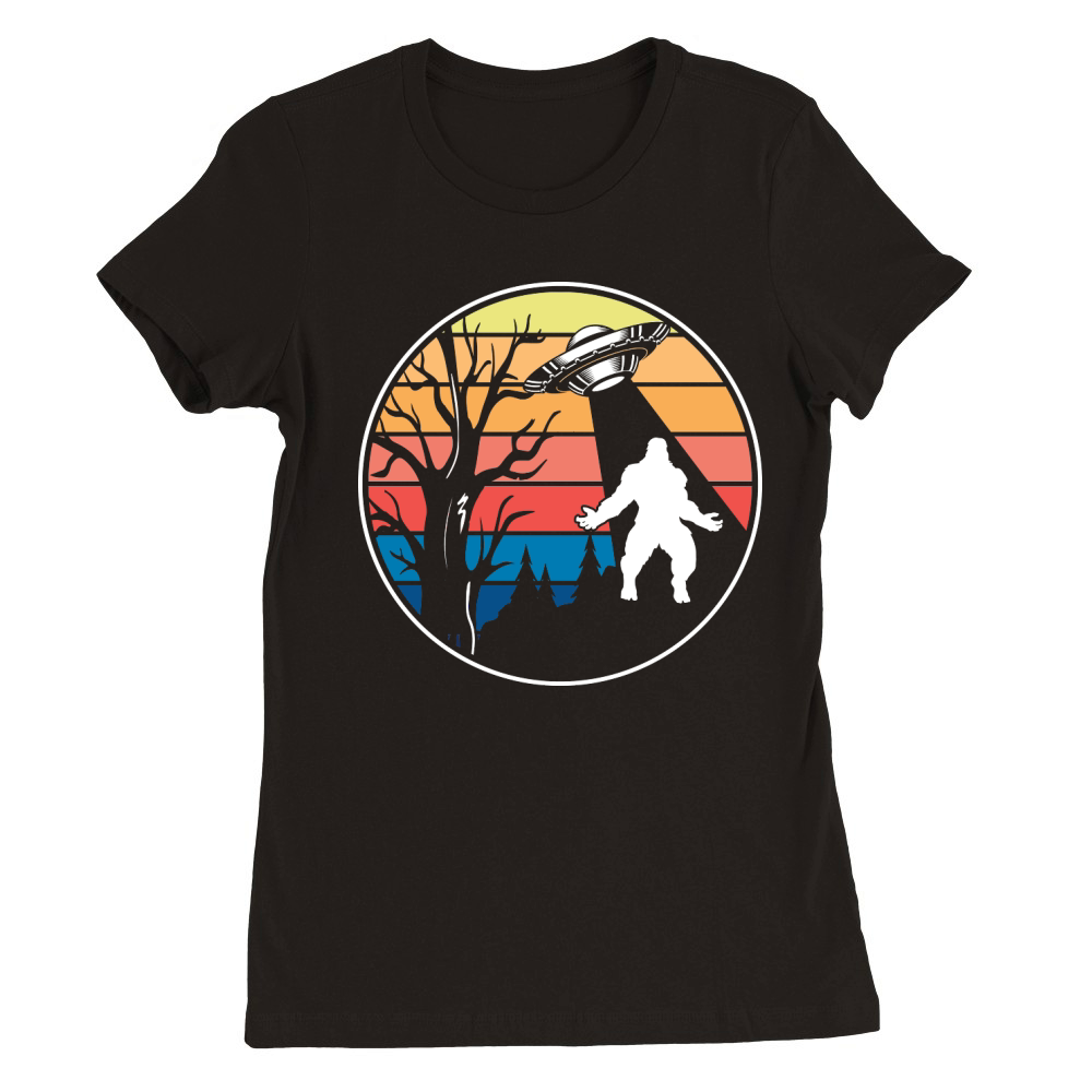 Vintage UFO Alien Bigfoot 2 Premium Womens Crewneck T-shirt