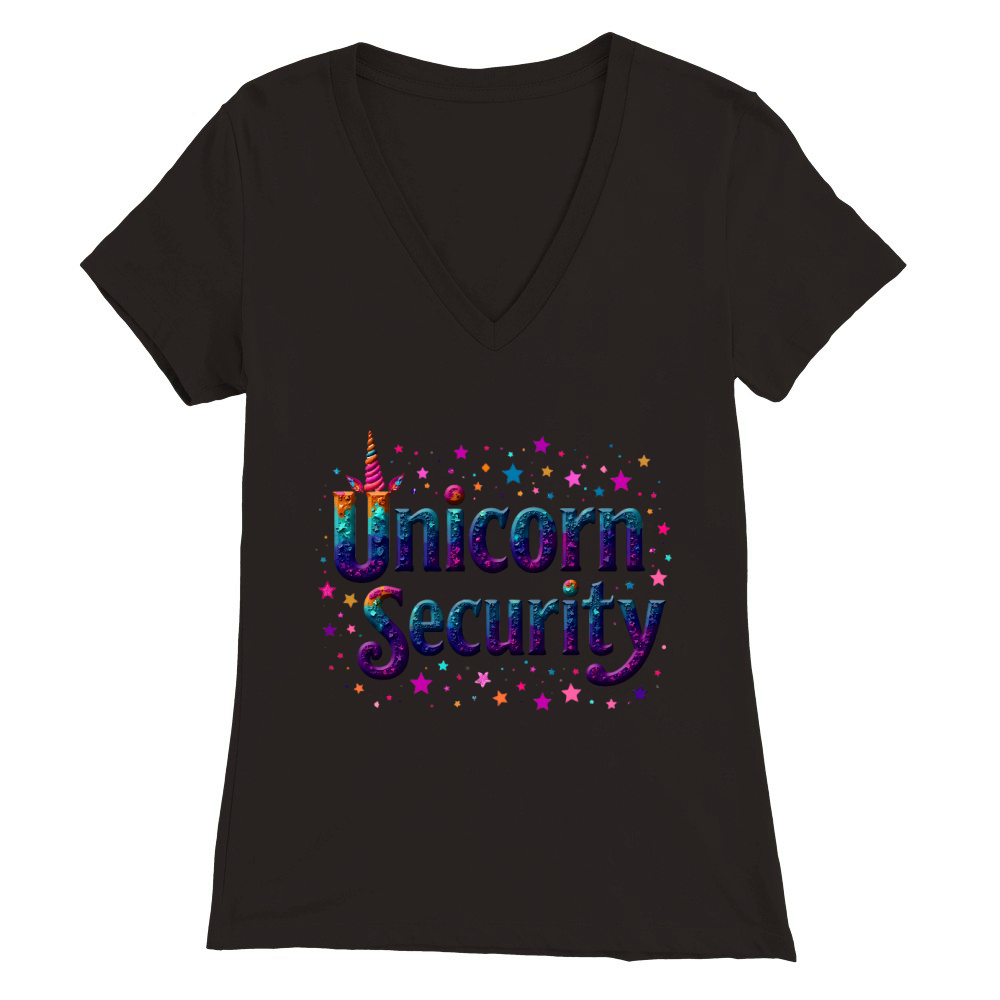 Cute Colorful Unicorn Security Premium Womens V-Neck T-shirt