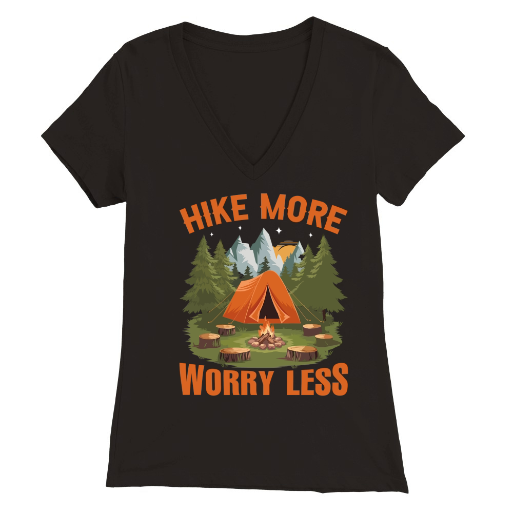 Hike more worry less 03 Premium Womens V-Neck T-shirt