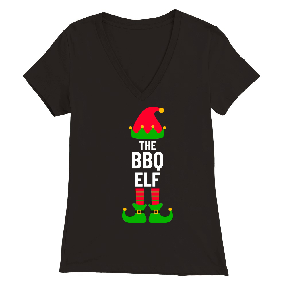 The BBQ Elf Christmas Premium Womens V-Neck T-shirt
