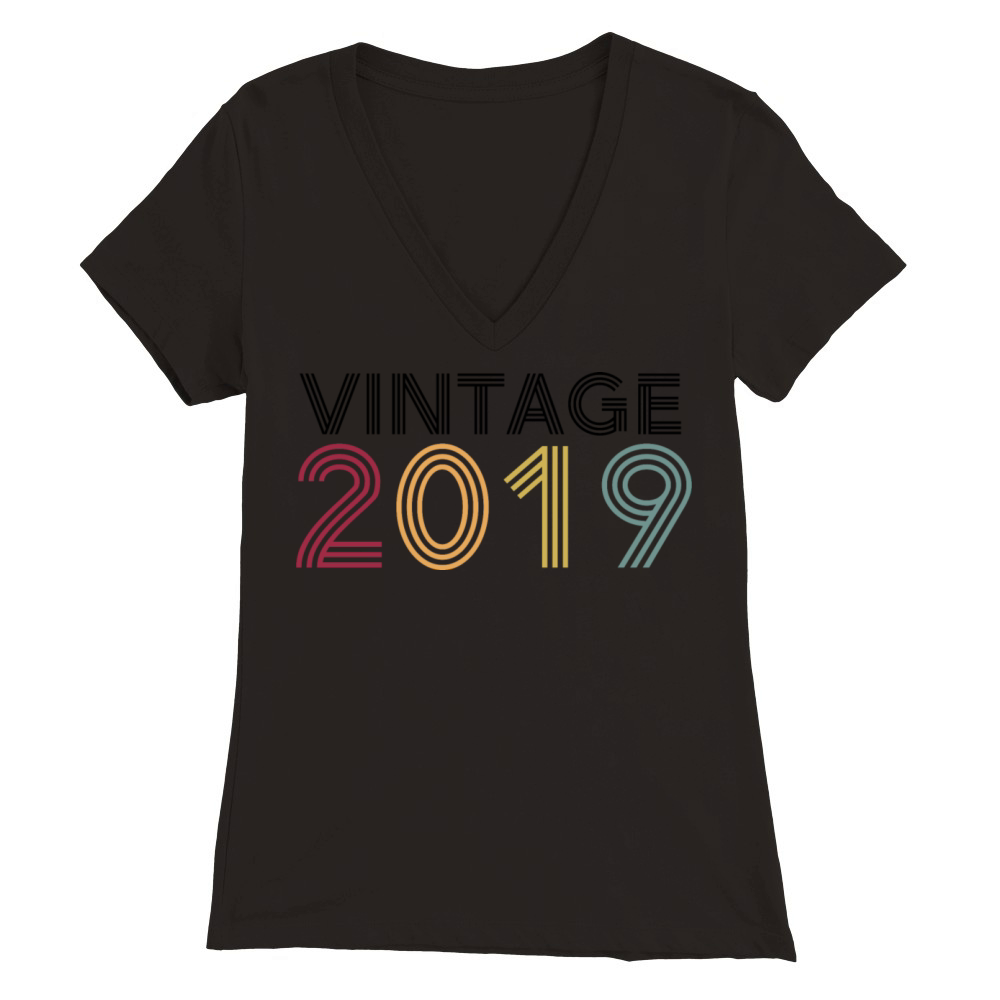 Vintage 2019 Premium Womens V-Neck T-shirt