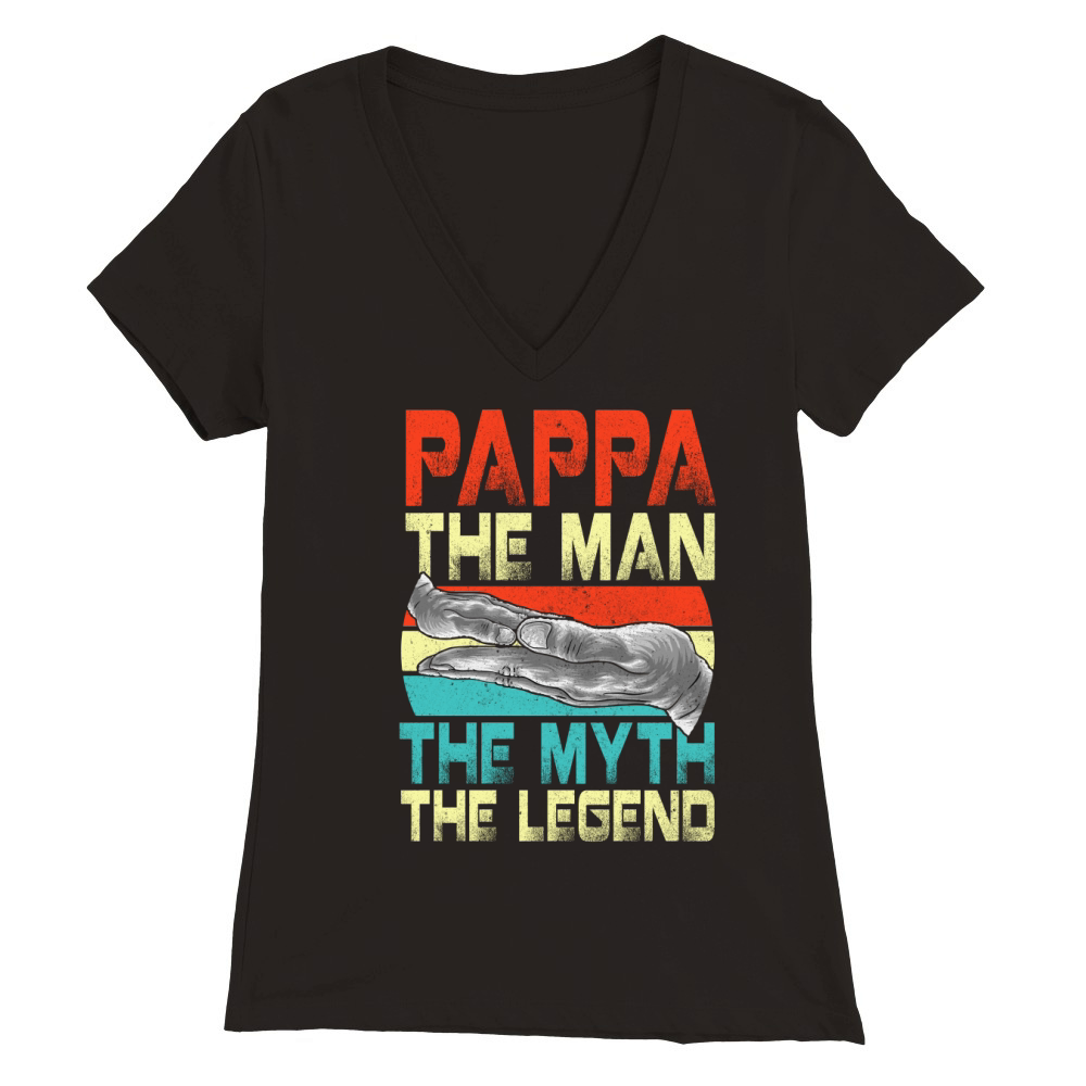 Vintage Papa Man Myth Legend Shirt Daddy Father Shirt Premium Womens V-Neck T-shirt
