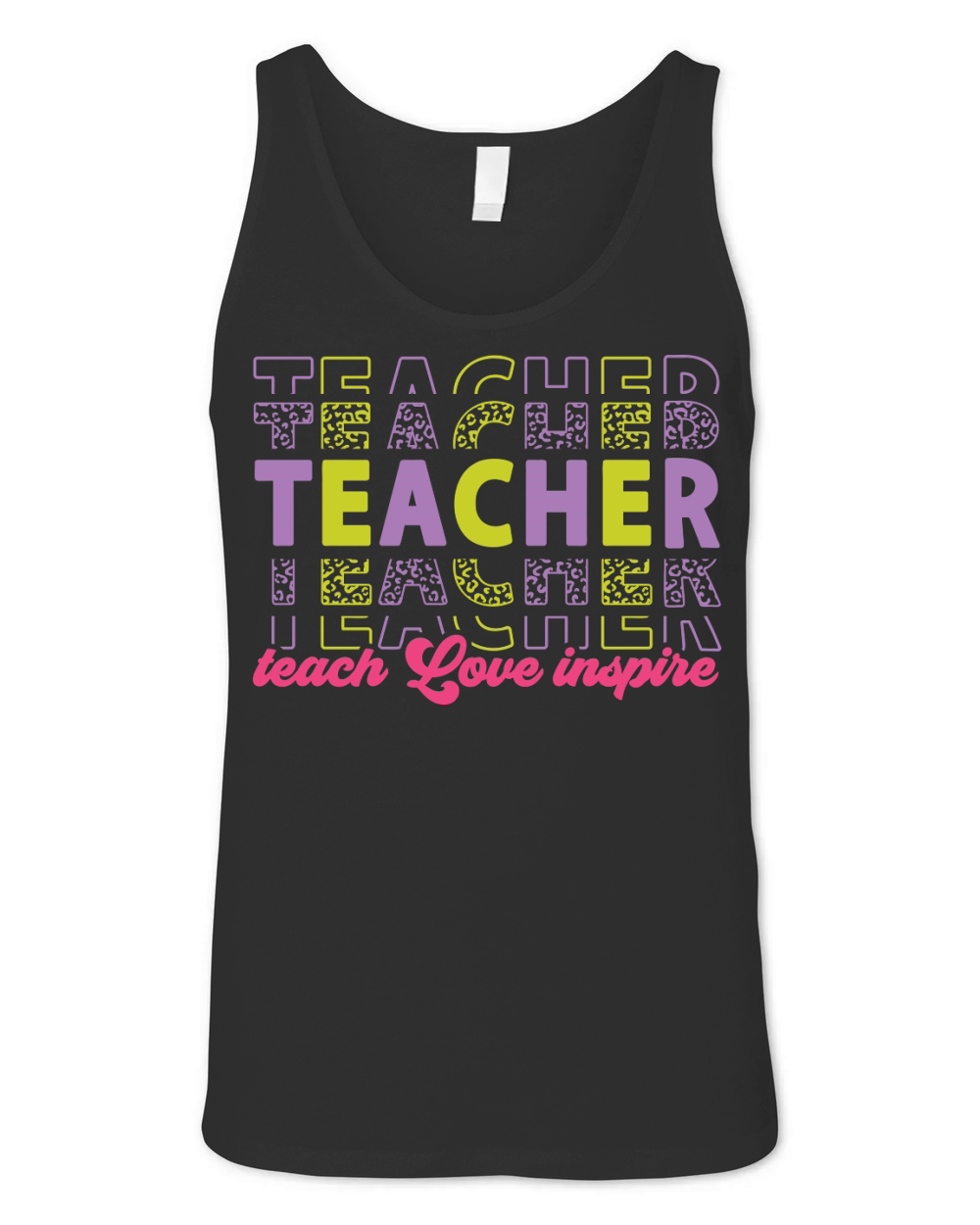 teacher teach love inspire color Unisex Jersey Tank