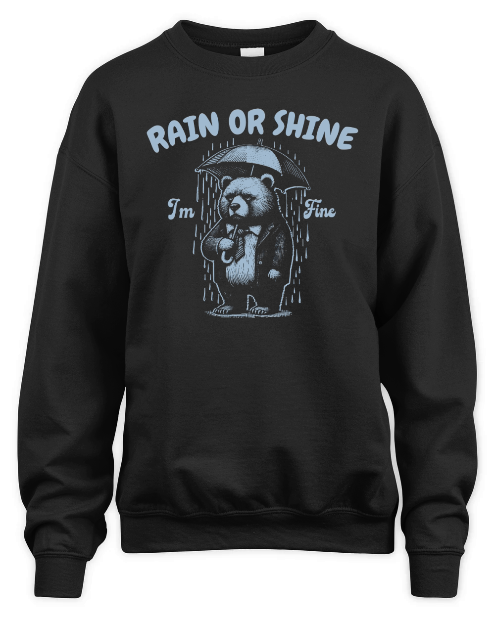 Rain or Shine Bear with Umbrella D Grey Unisex Premium Crewneck Sweatshirt