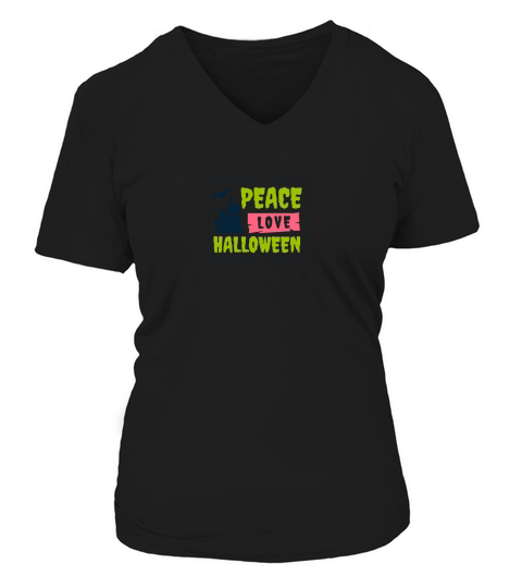 Peace love halloween V-neck T-Shirt Woman