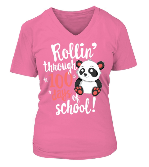 Rolling Through 100 Days Of School TShirt for V-neck T-Shirt Woman