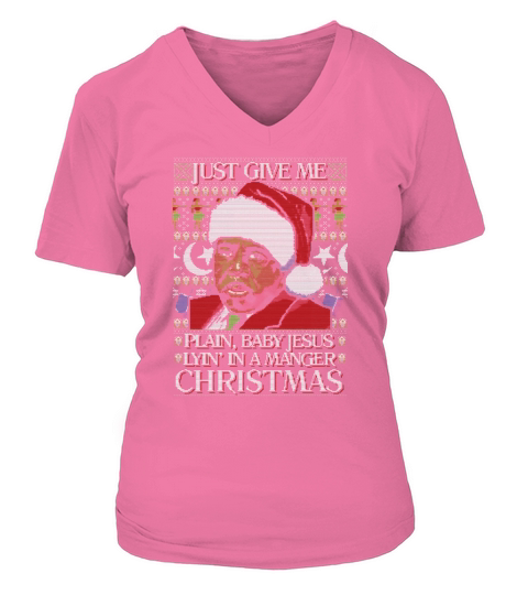 Stanley Hudson Just Give Me Plain Baby Jesus Lyn In A Manger Christmas Ugly V-neck T-Shirt Woman
