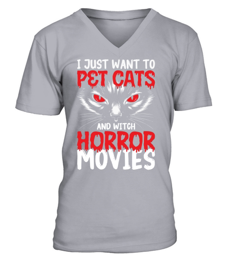i just want to pet cats and witch horror movies V-Neck T-shirt