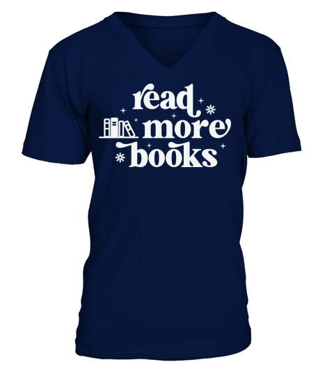 Read More Books 3White V-Neck T-shirt