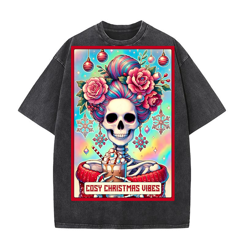 12.Christmas Skeleton Taro Cards Bundle Washed T-Shirt