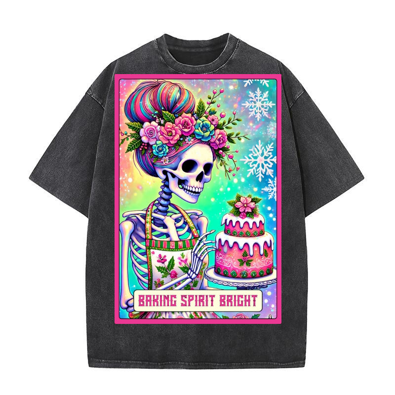 18.Christmas Skeleton Taro Cards Bundle Washed T-Shirt